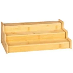 B&M Extendable 2 Tier Bamboo Cupboard Organiser
