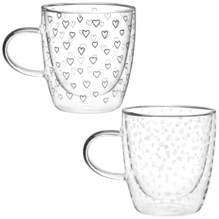 B&M Printed Double Wall Glass Mug - Spots - Image 2