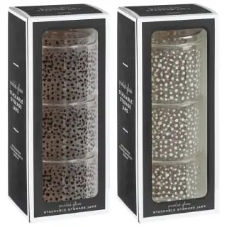B&M Printed Glass Stackable Storage Jars 3pc - White - Image 6