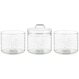 B&M Printed Glass Stackable Storage Jars 3pc - White - Image 4