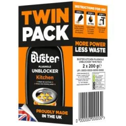 B&M Buster Twin Pack Kitchen Plughole Unblocker 2 X 200g